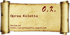 Oprea Koletta névjegykártya